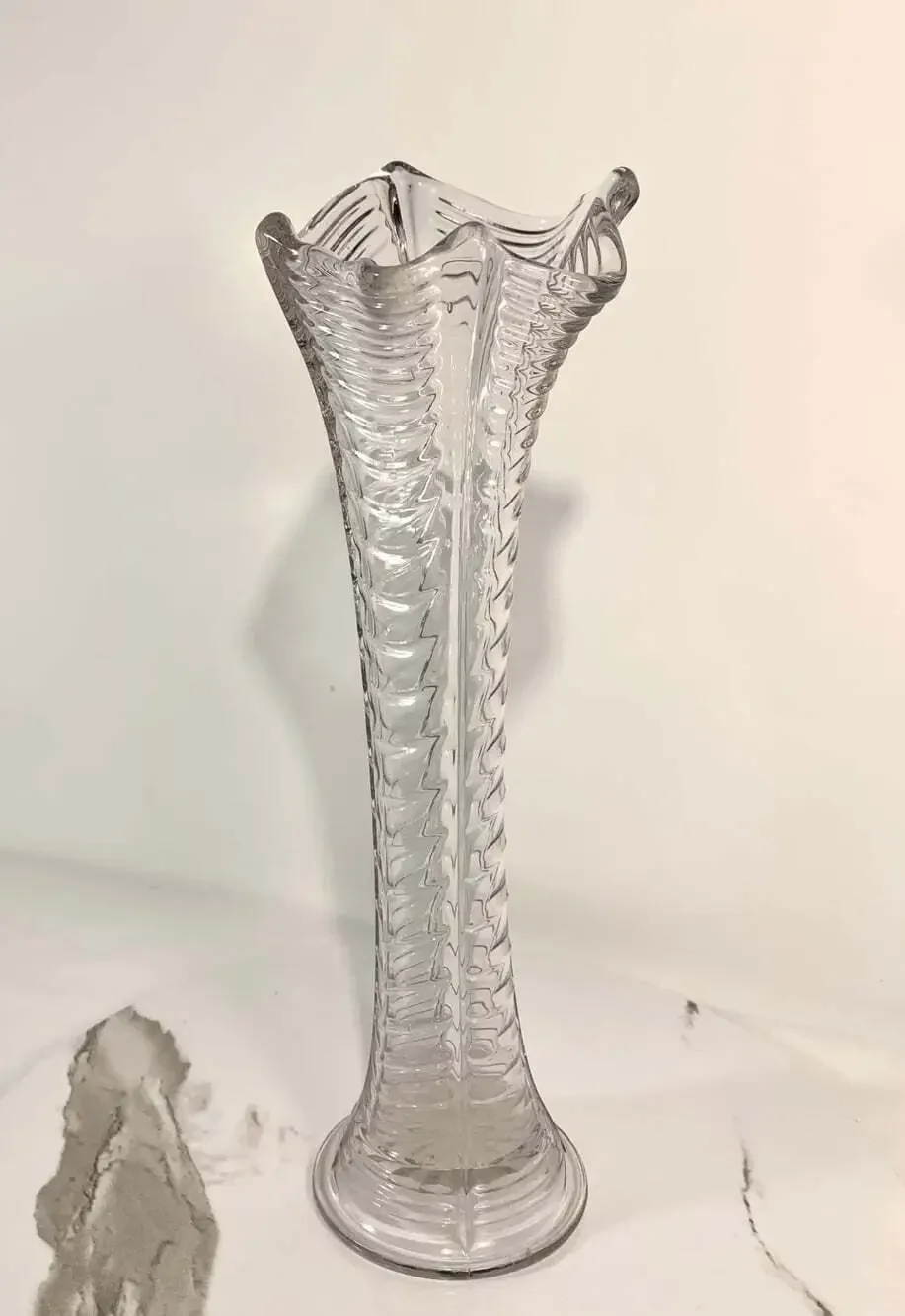 Vintage Swung  Glass Vase Art Deco Clear